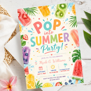 Invitation de fête d'été Popsicle tropicale aquare