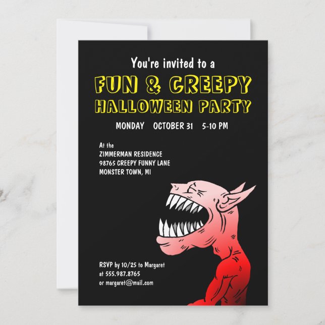 Invitation de fête d'Halloween amusante et Déplais (Devant)