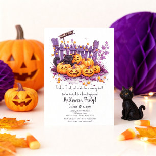 Invitation de fête d'Halloween avec un chat noir d
