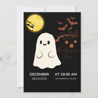 Invitation de fête d'Halloween de fantôme mignon