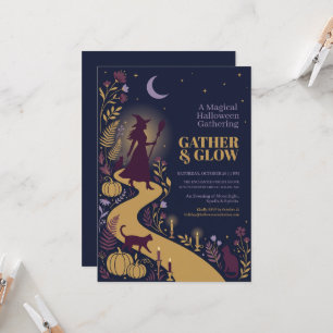 Invitation de fête d'Halloween de sorcière magique