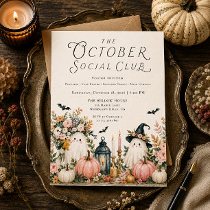 Invitation de fête d'Halloween fantôme rose