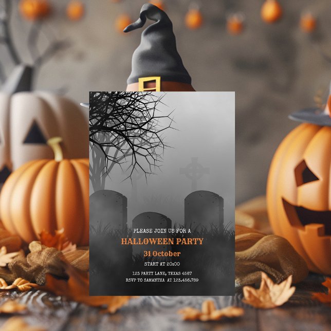 Invitation de fête d'Halloween Grave Chilling" (Créateur téléchargé)