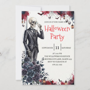 Invitation de fête d'Halloween homme squelette got