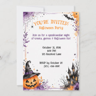 Invitation de fête d'Halloween personnalisée à l'a