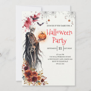 Invitation de fête d'Halloween squelette de dame g
