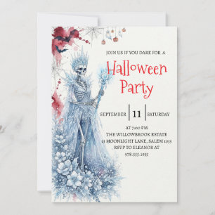 Invitation de fête d'Halloween squelette de dame g