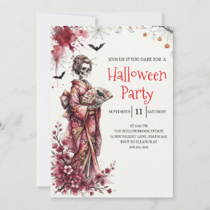Invitation de fête d'Halloween squelette de dame g