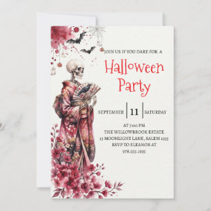 Invitation de fête d'Halloween squelette de dame g