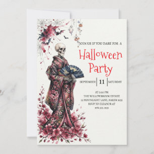 Invitation de fête d'Halloween squelette de dame g