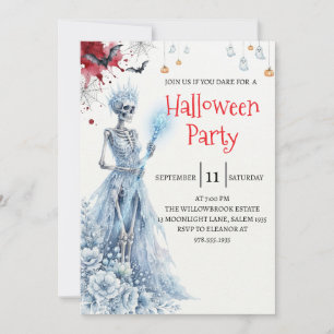 Invitation de fête d'Halloween squelette de dame g