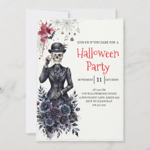 Invitation de fête d'Halloween squelette de dame g
