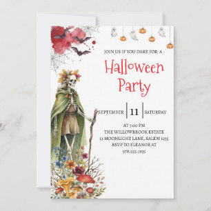 Invitation de fête d'Halloween squelette de dame g