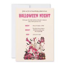 Invitation de fête d'Halloween sur le thème rose