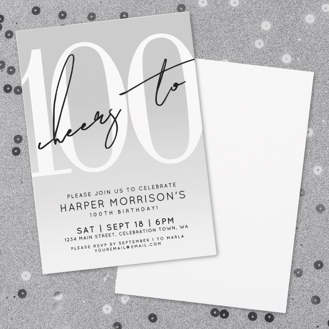 Invitation de fête du 100e anniversaire moderne (Modern 100th Birthday Party Invitation)