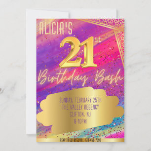 Invitation de fête du 21e anniversaire