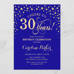 Invitation de fête du 30e anniversaire - Blue Gold