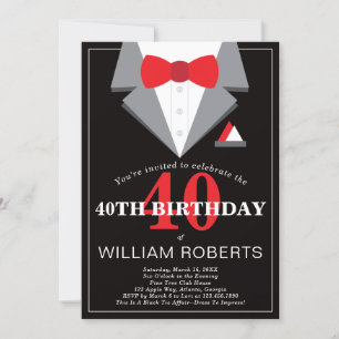 Invitation de fête du 40e anniversaire, Tuxedo