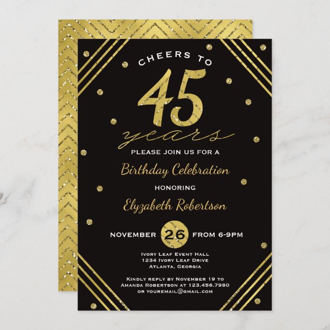 Invitation de fête du 45e anniversaire, Soeurs, Fa (Devant / Derrière)