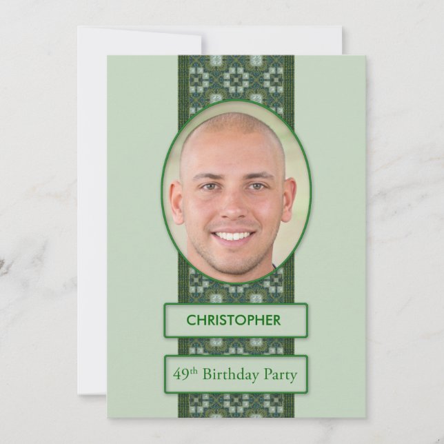 Invitation de fête du 49e anniversaire Photo + Nom (Devant)