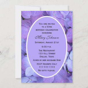 Invitation de fête du 50e anniversaire Hydrangea