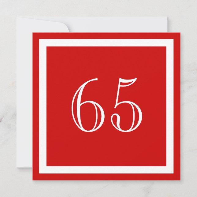 Invitation de fête du 65e anniversaire - Rouge (Devant)