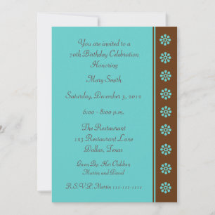 Invitation de fête du 70e anniversaire Aqua et Bro