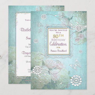 Invitation de fête du 80e anniversaire, élégants P