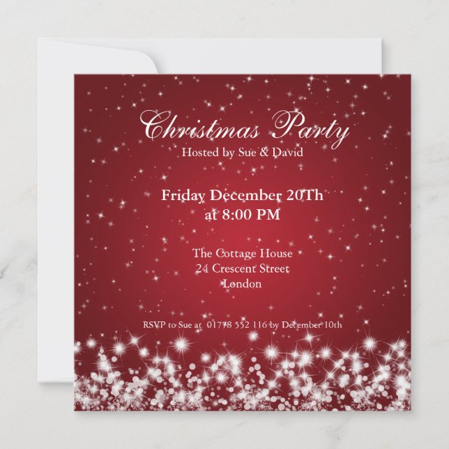 Invitation de fête Élégant Éclat Personnalisé Roug (Devant)