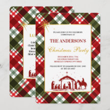 Invitation de fête élégante de Noël à carreaux tar