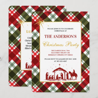 Invitation de fête élégante de Noël à carreaux tar