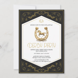 Invitation de fête élégante noire et or pour le Ke