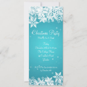 Invitation de fête Élégante Snowflakes hiver Bleu