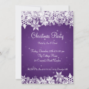 Invitation de fête Élégante Snowflakes hiver viole