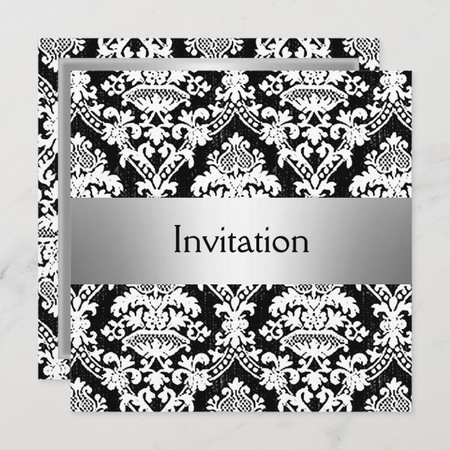 Invitation de fête en damas, save the date (Devant / Derrière)