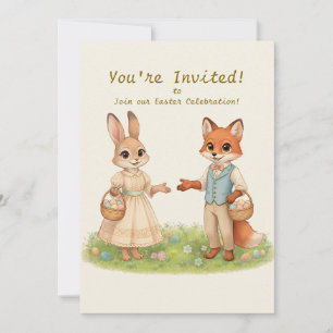 Invitation de fête fantaisiste de Pâques avec Lapi