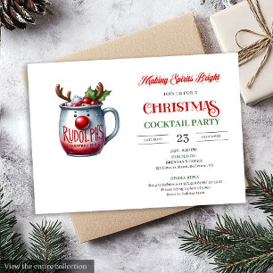 Invitation de fête festive aux cocktails rouges et