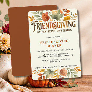 Invitation de fête Friendsgiving à l'aquarelle vin