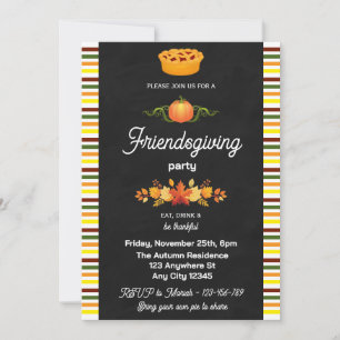 Invitation de fête Friendsgiving sur tableau noir