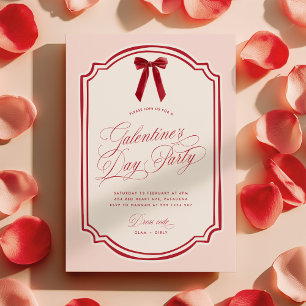 Invitation de fête Galentine's Day rose et rouge
