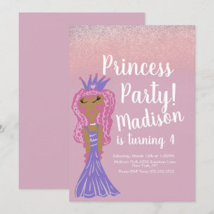Invitation de fête gribouillée de princesse mignon