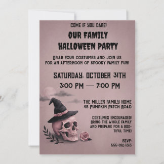 Invitation de fête Halloween Crâne de Sorcière Vin