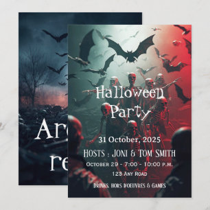 Invitation de fête Halloween de zombie éditable   