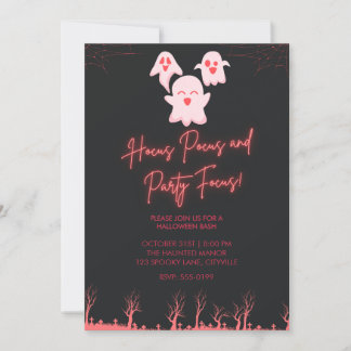 Invitation de fête Halloween fantômes roses mignon