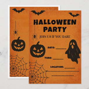 Invitation de fête Halloween vintage   Icônes effr