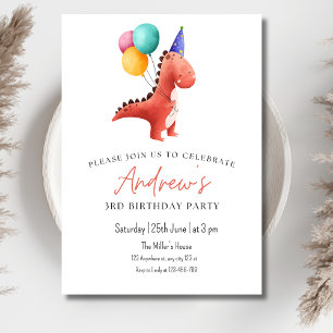 Invitation de fête jurassique dinosaure pour garço