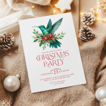 Invitation de fête magnifique de Noël avec colibri
