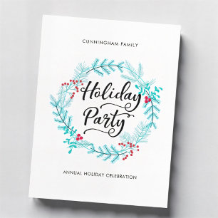 Invitation de fête minimaliste moderne Wreath