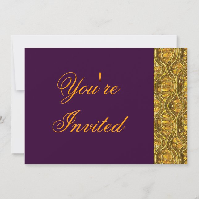 Invitation de fête Or et Violet profond (Devant)