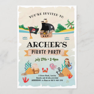 Invitation de fête pirate, Anniversaire pirate